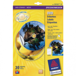 C9780-15, DVD Labels Super Size, diam.117 mm, 30 pieces, White, Zweckform