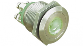 MPI001/TERM/GN, Push-button Switch, vandal proof green 19.2 mm 24 VDC 50 mA 1 make contact (NO), Bulgin