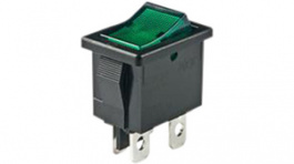 CWSB21FAFF, Rocker switch, on-off, green, 9 A, NKK Switches (NIKKAI, Nihon)