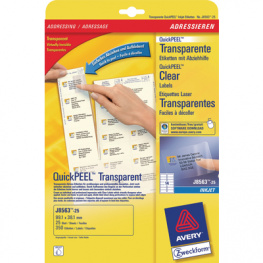 J8563-25, Address labels, 25 sheets/350 labels, 99.1 x 38.1 mm, Transp, Zweckform