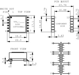 VP3-0084-R, SMD transformer 6.8 uH (6x), Eaton