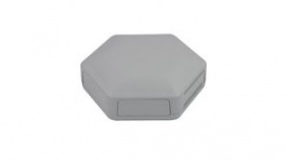 CBHEX1-51-GY, HexBox IoT Enclosure with 5 Solid and 1 Vented Panels 130x146x45mm Grey ABS IP30, CamdenBoss