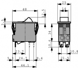 4430.0035, Выключатель максимального тока; Uном: 240ВAC; 60ВDC; 20А; DPST, Schurter