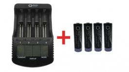 RND 305-00026+RND 305-00023, Intelligent Universal Battery Charger + NiMH AA Rechargeable Batteries, Li-Ion/NiMH/NiCd, RND power