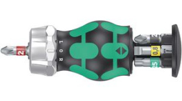 05008884001, Ratcheting Stubby Bit Holding Screwdriver with Magazine, Phillips/Torx/Slotted/Pozidriv, 6pcs, Wera Tools