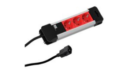 330.300, Outlet Strip CONNECTUS 3x DE Type F (CEE 7/3) Socket - IEC 60320 C14 Plug Black / Red 2m, Bachmann