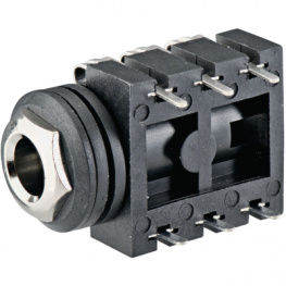 ACJS-IH, Гнездо; Jack 6,35мм; "мама"; stereo; с двойным выключателем; THT, Amphenol