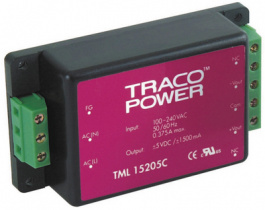 TML 40124C, Преобразователь: AC/DC; 40Вт; Uвых: 24ВDC; Iвых: 1667мА; 84%; 3000В, Traco Power