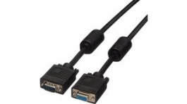 11.04.5360, VGA Cable HD15 High Quality + Ferrite m - f Black 10 m, Roline