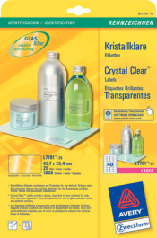 L7781-25, Crystal Clear Labels, 25 sheets/1.000 labels, 45.7 x 25.4 mm, Zweckform