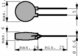 B57236-S259-M, NTC-резистор, дисковый 2.5 Ω, TDK-Epcos