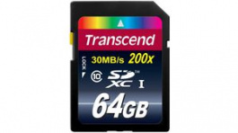 TS64GSDXC10, Memory Card, SDXC, 64GB, 30MB/s, Transcend