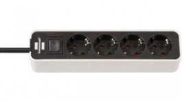 1153240020, Outlet Strip 4 Schuko Type F Black CEE 7/4, Brennenstuhl