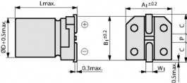 25TZV330M8X10.5, Capacitor, SMD 330 uF 25 VDC, RUBYCON