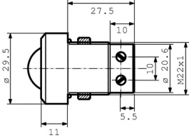 RFL-22501SW-230, LED Indicator white 220...240 VAC, Oshino Lamps