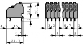 250-708, PCB terminal block 0.5...1.5 mm2 solid or stranded 5 mm, 16 poles, Wago