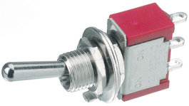1A14-NF1STSE, Miniature Toggle Switch, (On)-Off-(On), Soldering Lugs, Eledis
