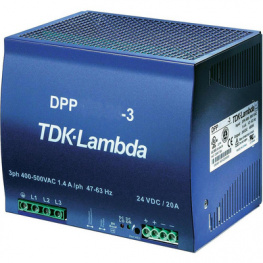 DPP-480-48-3, Switched-Mode Power Supply Adjustable, 48 VDC/10 A, 480 W, TDK-Lambda