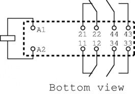 1415055-1, Реле: электромагнитное; SPST-NO x2 + SPST-NC x2; Uобмотки:12ВDC, Schrack / TE