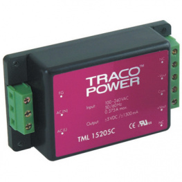 TML 15112C, DC power supply 15 W 12 VDC, 1.25 A, Traco Power