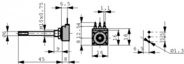 PC-16SH10IP06255A, Rotary Potentiometer, 2.5 MOhm, PCB Connection, Piher