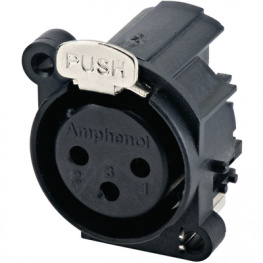 AC3FAH1-AU-B, XLR, Receptacle 3 AC PCB Black, Amphenol