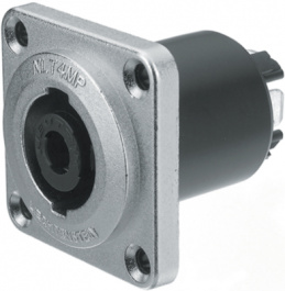 NLT4MP, Flush-mounted connector, Speakon STX Silver, 4 Poles, Neutrik