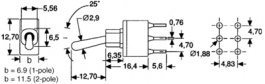 100A-WSP1-T1B4M2GE, Toggle Switch, On-On, Solder-In Pins, Taiway