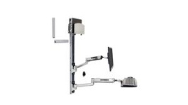 45-358-026, Wall Mount Workstation with Keyboard Arm, Medium CPU Bracket, Adjustable, 446 x 864mm, 11.3kg, Ergotron