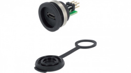 1310-1012-01, USB B micro; на панель, гайка сзади; с защитной крышкой; IP65, Encitech Connectors