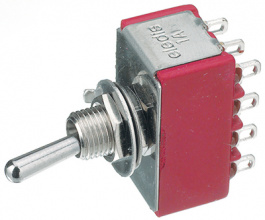 1A43-NF1STSE, Miniature Toggle Switch, On-Off-On, Soldering Lugs, Eledis