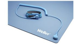 T0051403699, Antistatic ESD Premium Work Station Soldering Mat Set With Wrist Strap And Coiled Cord, Blue, Weller