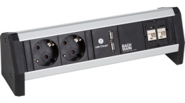 902.196, Power Strip, 2xDE, 2xCAT6, 2xUSB, 2m, Bachmann