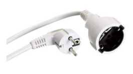 341.286, Extension Cable IP20 PVC CEE 7/7 Plug - DE Type F (CEE 7/3) Socket 5m White, Bachmann