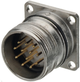 7410 0 12 030, Panel connector with flange Poles=12 Male, Hummel