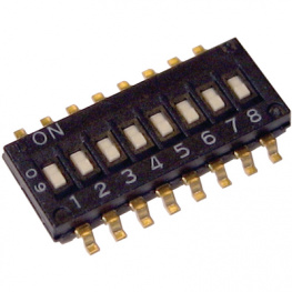 A6H-0101, Переключатель: DIP-SWITCH; Кол-во секций:10; ON-OFF; Шаг:1,27мм, Omron
