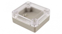 RP1015C, Plastic Enclosure with Clear Lid 65x60x28mm Light Grey ABS/Polycarbonate IP65, Hammond