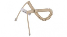 RND 765-00131, Telephone Cable, RJ10 Plug - RJ10 Plug, Coiled, 2m, Ivory, RND Connect
