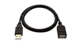 V7USB2EXT-01M-1E, Extension Cable USB-A Socket - USB-A Plug 1m USB 2.0 Black, V7