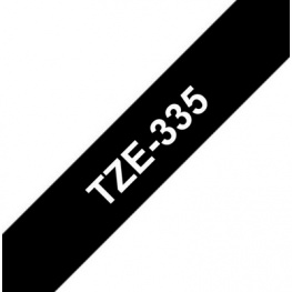 TZE-335, Этикеточная лента 12 mm белый на черном, Brother