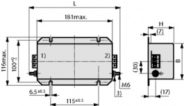 FMBC-A91Q-3012, Mains filter, 3-phase 30 A 520 VAC, Schurter
