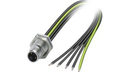 1415293, M12 Rear Mounting Panel Plug, 5 Poles, K-Coded, Assembled with Wires, Phoenix Contact
