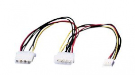 11.03.1010, Power Extension Cable Molex 4-Pin - 2x Molex Male 300mm Multicolour, Roline