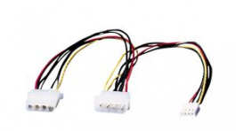 11.03.1010, Power Extension Cable Molex 4-Pin - 2x Molex Male 300mm Multicolour, Roline