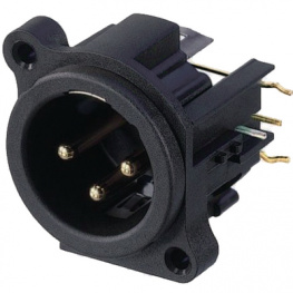 NC3MAHR, XLR Panel-mount male receptacle 3 A Right Angle / PCB Mounti, Neutrik