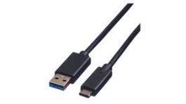 11.02.9010, Cable USB-A Plug - USB-C Plug 500mm USB 3.0 Black, Roline