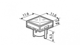 AT4133JB, Switch Cap 11.6 mm 11.6 mm 4.5 mm, NKK Switches (NIKKAI, Nihon)