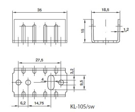 KL-105/SW, Радиатор: штампованный; U; TO220; черный; L: 35мм; W: 18,5мм; H: 15мм, Seifert electronic