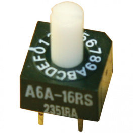 A6A-16RS, Кодирующий переключатель; HEX/BCD; Положения:16; THT; 0,1A/28ВDC, Omron