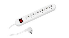 381.252K, Outlet Strip SMART 6x DE Type F (CEE 7/3) Socket - DE/FR Type F/E (CEE 7/7) Plug White 5m, Bachmann
